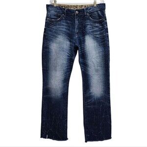 Express Kingston Bootcut Jeans Mens 34x32 Blue Denim Distressed Classic Fit Y2K